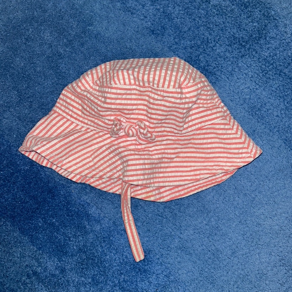 Janie and Jack sun beach hat for summer pink and white striped